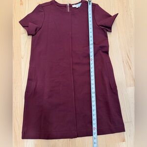 LOFT Short Sleeve Shift Dress in Deep Burgundy